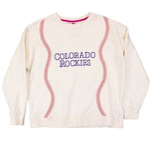 Terez Colorado Rockies Crewneck Sweater Size L Unisex Baseball Stitch Embroidere